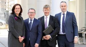 From left, Alison Gowdy, Invest NI trade director, Mark O’Connell of OCO, Richard Oliver of British Business Group, UAE, and OCO’s Gareth Hagan