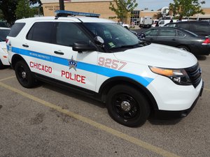 A picture taken by Asher Heimermann of a Chicago Police Ford Police Interceptor Utility in September 2015.