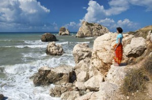 A woman at Aphrodite Rock.