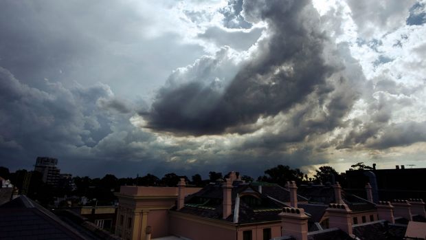 Thunder storm rolls in over Newtown on Wednesday afternoon.