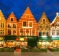 Flemish houses in Bruges at night.