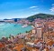 Split waterfront and Marjan hill aerial view, Dalmatia, Croatia.