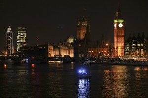 The River Thames backdropped by the Houses of Parliament and Elizabeth Tower containing the bell know as "Big Ben" in London, Wednesday, March 22, 2017.