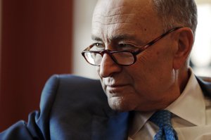 Senate Minority Leader-elect Chuck Schumer, of New York, listens to a question during an interview with The Associated Press in his office on Capitol Hill, Friday, Nov. 18, 2016 in Washington. (AP Photo/Alex Brandon)