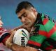 Bryson Goodwin is tackled by Joseph Manu during the round four NRL match.