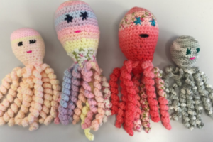 The crocheted companions help premmies feel safe.