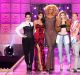 RuPaul (centre) with celebrity judges on <i>RuPaul's Drag Race</i>.