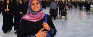 Zohra Aly in front of the shrine of Imam Husayn in Karbala