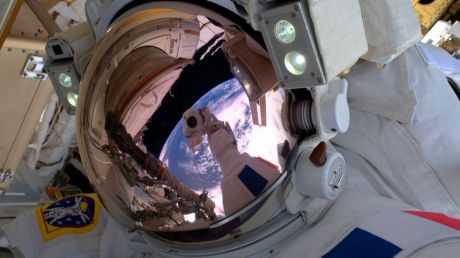 French astronaut Thomas Pesquet takes a selfie during his last spacewalk in January.