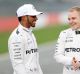 Lewis Hamilton and his new Mercedes GP teammate, Valtteri Bottas of Finland, share a joke.
