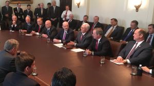 Mike Pence tweeted this photo of the meeting which discussed the future of maternity care in the United States.