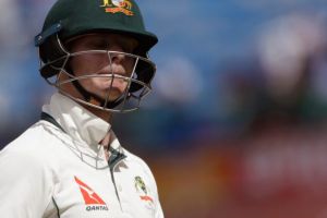 Australia's captain Steven Smith leaves ground after his dismissal for 111 by India's Ravichandran Ashwin during the ...