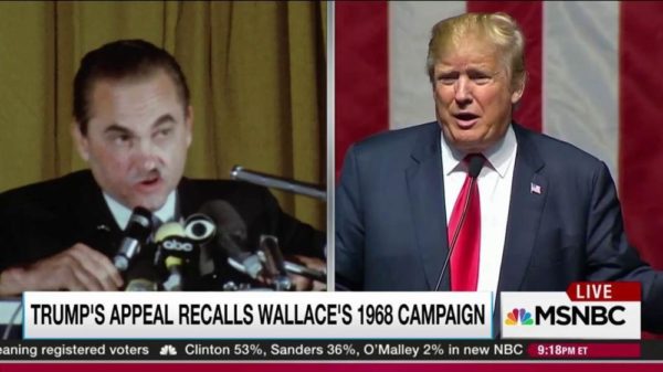 Rachel Maddow compared the George Wallace campaign of 1968 with the 2016 campaign of Donald Trump on MSNBC.