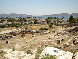 View over the excavation site towards Eleusis and the Saronic Gulf.