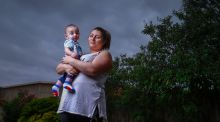 Jackie Falzon and her son, Frankie. She remembers gasping for breath and sobbing in terror.