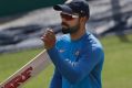 Long shot: Virat Kohli at an Indian nets session in Dharamsala on Friday.