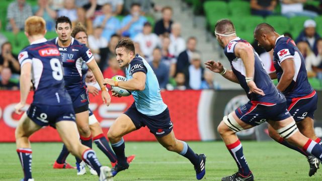 Match winner: Dave Horwitz seals the Waratahs' win against the Rebels on Friday night.