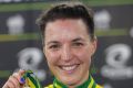 Rebecca Wiasak wins the Individual Pursuit at the 2017 Australian track cycling championships in Brisbane.