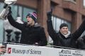 Too good: New England Patriots quarterbacks Jimmy Garoppolo and Tom Brady acknowledge the crowd.