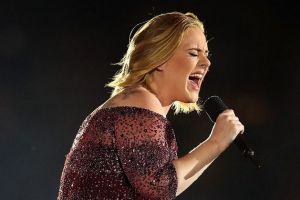 Adele performing at Etihad Stadium on Saturday in Melbourne. 