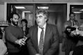 Jimmy Breslin speaks to reporters after winning the Pulitzer Prize for commentary.