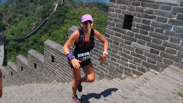 Pip running the Great Wall of China marathon last year.