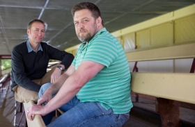 Former Wallaby and Gain Line Analytics CEO and co-founder Ben Darwin (right) with chief operations officer and ...