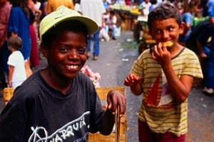 Children in the Street Market, Sao Paulo, Brazil.