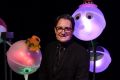 Bright ideas: Ignatius Jones with Dipping Birds, a 2.5-metre illuminated sculpture that will change colours as it dips ...