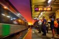 Commuters waiting at the Gisborne station for a V/Line train from Bendigo.