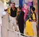 Investigators outside the beauty salon on Monday afternoon. 