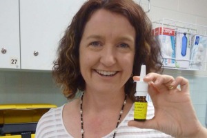 Lead researcher Dr Julie Fleet with the spray.