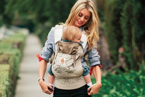 A baby carrier was named the number one must-have by Essential Baby readers, with Ergo Baby top of the list. Photo: Ergo ...