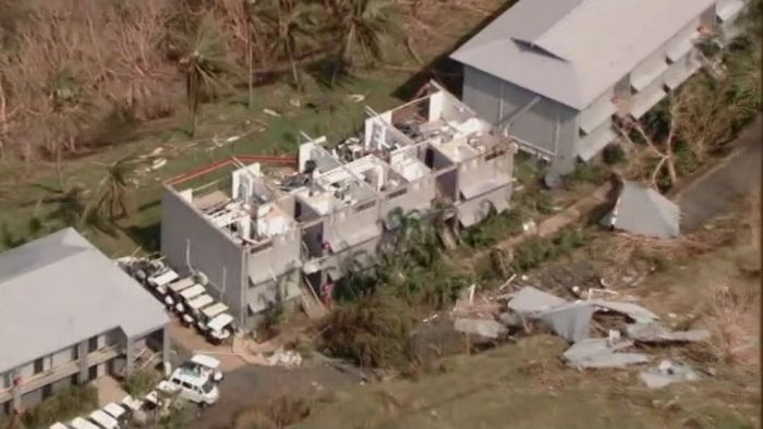 Aerial vision shows destruction in the Whitsundays