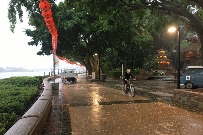 Cyclist in the rain