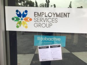 AUWU leaflet on door of Employment Services Group