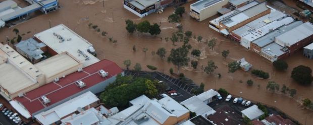 Aerial photos of Lismore showing flooding from the aftermath of Cyclone Debbie. 31st March 2017. Photo:?Rotorwing ...