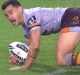 Jordan Kahu looks up as the Bulldogs appeal for a penalty.