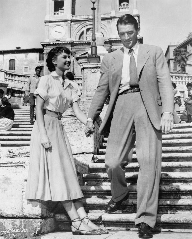Hollywood's postwar flourishing: Audrey Hepburn and Gregory Peck in William Wyler's <i>Roman Holiday</i>, 1953. 