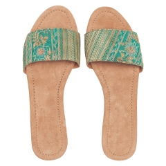 Vintage Sari Slide - Turquoise