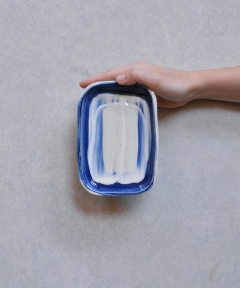 Flip Flop Slip Rectangle Dish - Cobalt & White