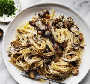 Simple five-mushroom fettuccini. <a ...