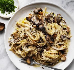 Simple five-mushroom fettuccini. <a ...