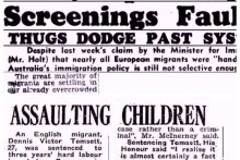 Media coverage migrant crime in Australian popular press 1950s (Trove)