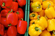 Red and yellow capsicum (Flickr: Hellebardius)