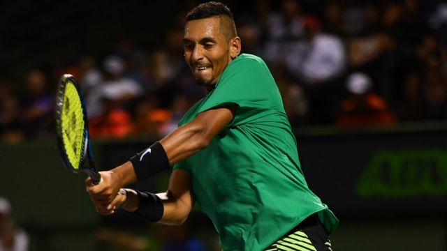 Nick Kyrgios takes on Roger Federer for a spot in the Miami Open final.