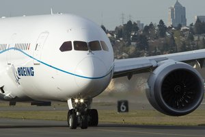 A Boeing 787-8 Dreamliner Boeing Co. N7874. BOE 4 Experimental taxis at BFI for the first time since its first flight on the 24th of February.