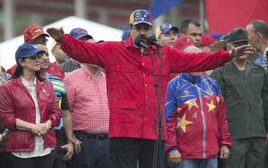 Venezuela's President Nicolas Maduro speaks during an anti-imperialist rally in Caracas, Venezuela, Thursday, March 9, 2017.