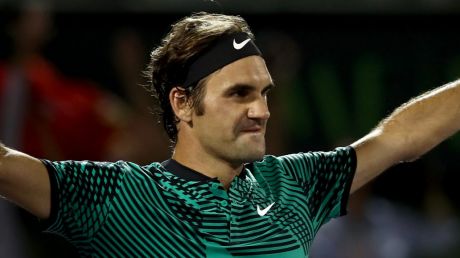 Thriller: Roger Federer celebrates his win over Nick Kyrgios.