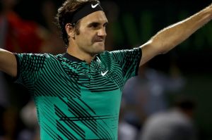 Thriller: Roger Federer celebrates his win over Nick Kyrgios.